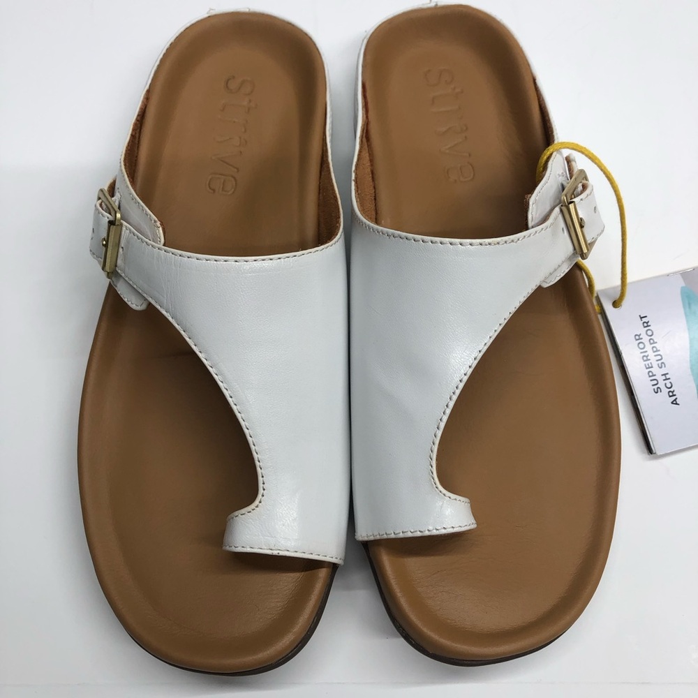 NEW Strive Java 2 Women's 9.5 White Leather Slide Sandals arch support shoes